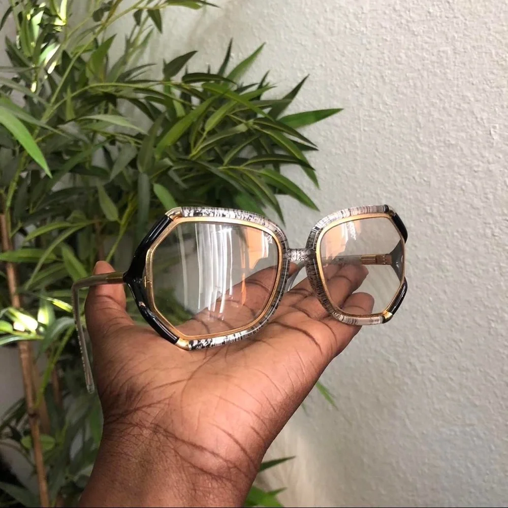 TED LAPIDUS Vintage Large Oversize Geometric Eyeglasses Frames Paris France Gold